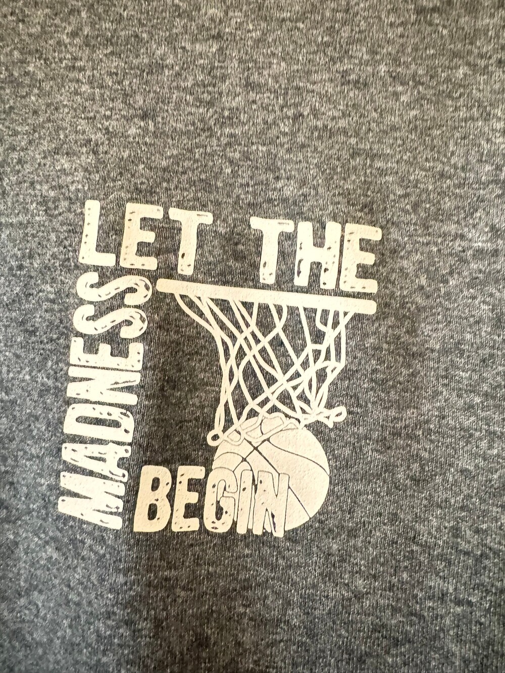 Gray Youth Medium Short Sleeve Cotton/Polyester Basketball Graphic T-Shirt